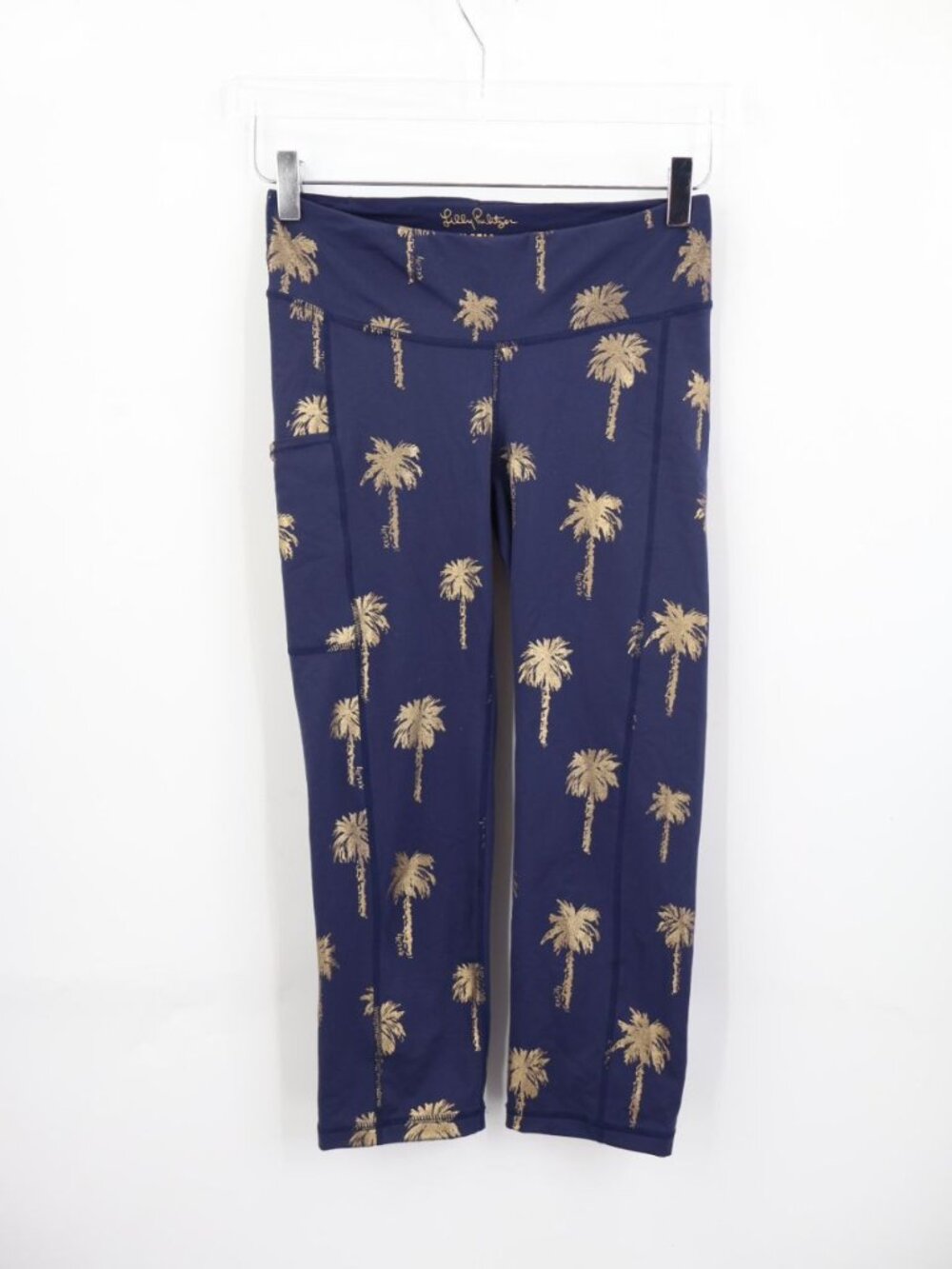 LILLY PULITZER Weekender Crop Leggings True Navy Sunset Safari Palms Size Small - Picture 2 of 11